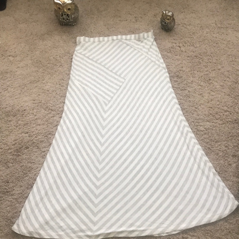 gray /white striped maxi skirt